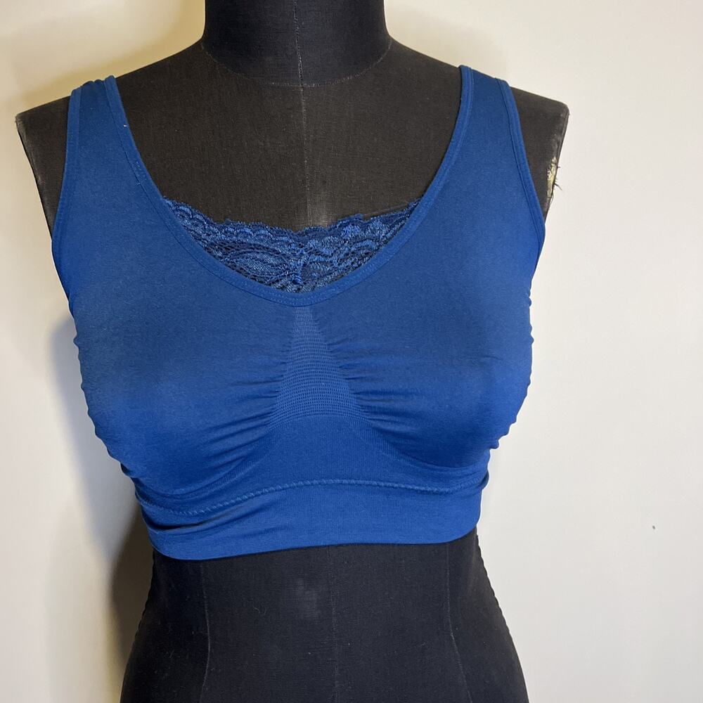 Rhonda Shear Teal Comfort Bra Lace Accent Medium